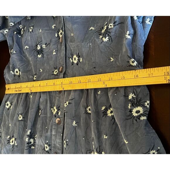 L.L.Bean Medium Corduroy Prairie Modest Floral CottageCore Button up midi Dress - Picture 8 of 10
